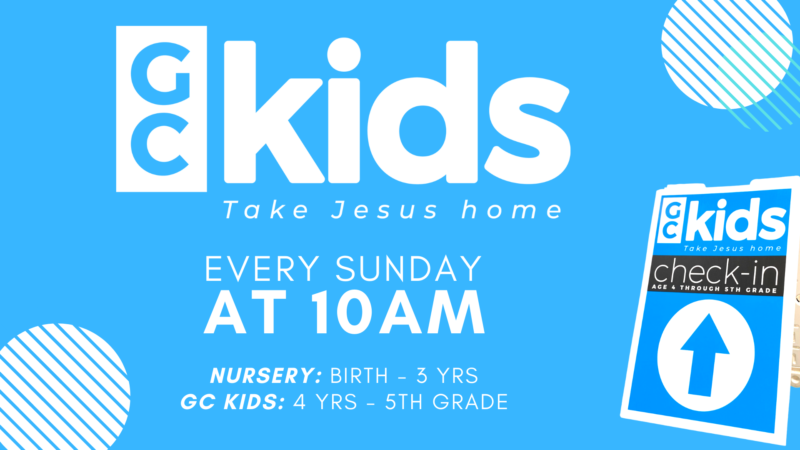 GC Kids meets on Sundays during 10am worship for fun, relevant, and active teaching about Jesus